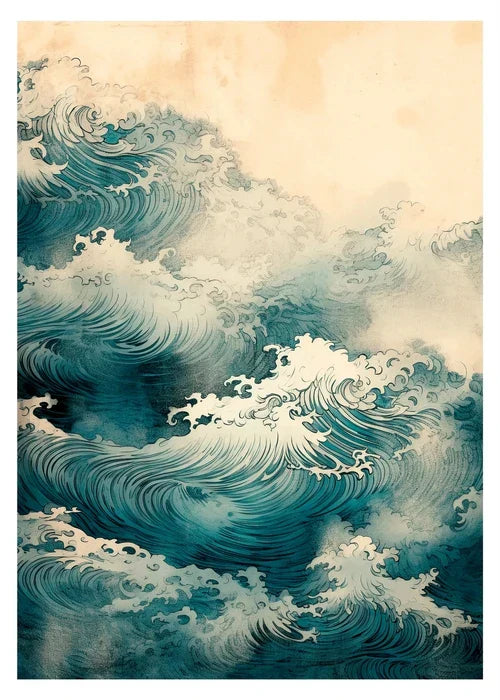 DecorBites™ Japanese Hokusai Art Poster Print on Canvas
