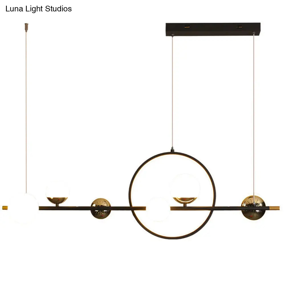 DecorBites™ Karen's 6 Light Modern Black Metal Spherical Glass Island Pendant Lighting for Dining Room