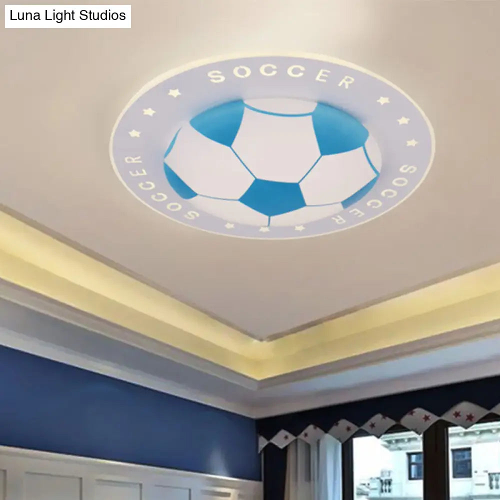DecorBites™ Kids LED Flush Mount Spotlight: 16.5"/20.5" Black/Blue Football Ceiling Lamp with Acrylic Shade