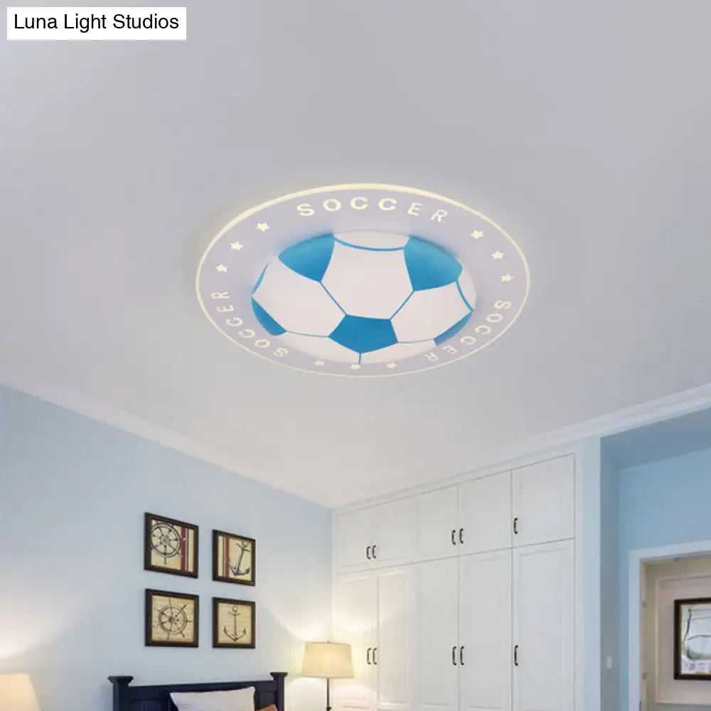 DecorBites™ Kids LED Flush Mount Spotlight: 16.5"/20.5" Black/Blue Football Ceiling Lamp with Acrylic Shade