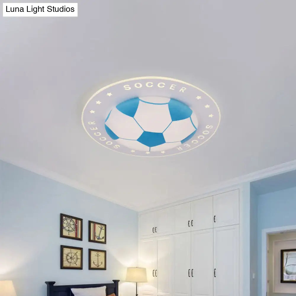 DecorBites™ Kids LED Flush Mount Spotlight: 16.5"/20.5" Black/Blue Football Ceiling Lamp with Acrylic Shade