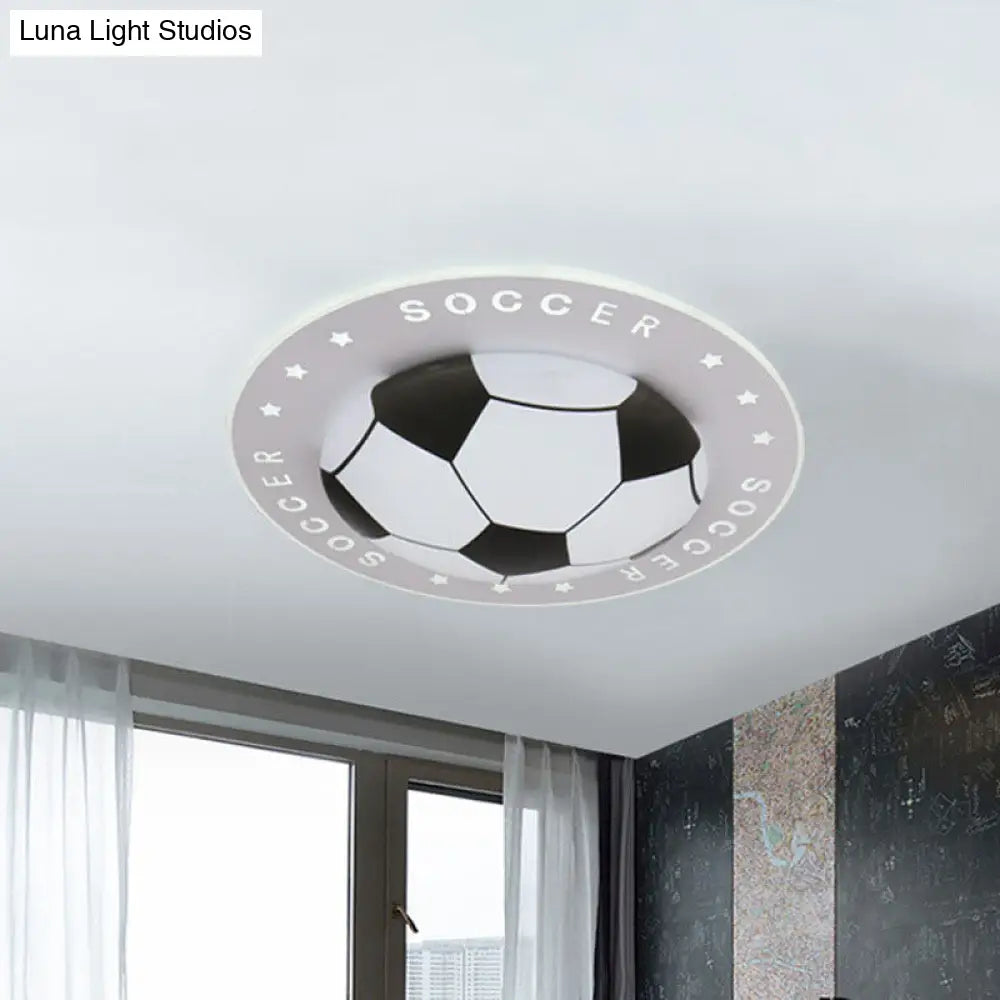 DecorBites™ Kids LED Flush Mount Spotlight: 16.5"/20.5" Black/Blue Football Ceiling Lamp with Acrylic Shade