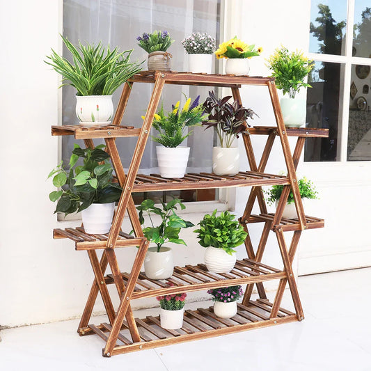 DecorBites™ Large Wood Flower Rack Plant Stand