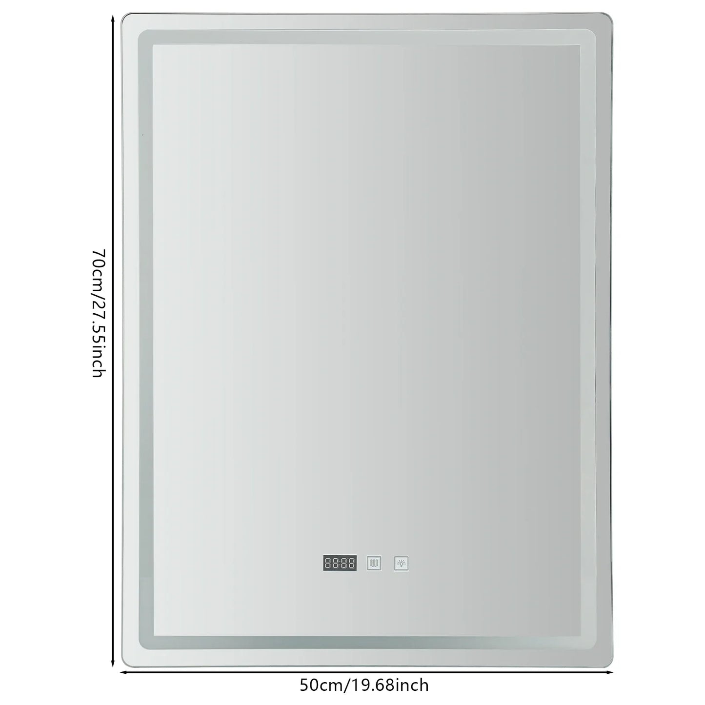 DecorBites™ LED Bathroom Mirror: Adjustable Brightness, Anti-Fog, Time Display
