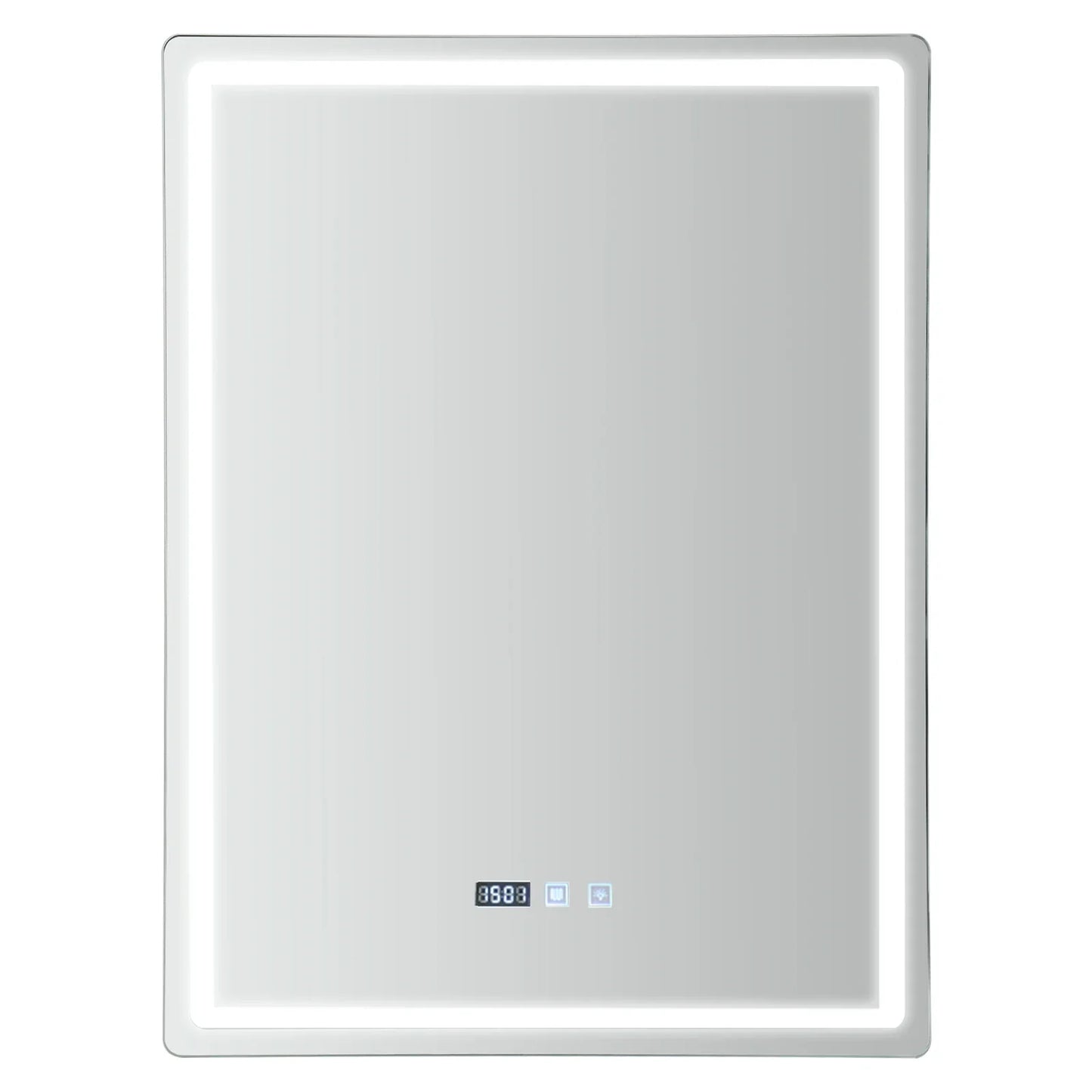 DecorBites™ LED Bathroom Mirror: Adjustable Brightness, Anti-Fog, Time Display