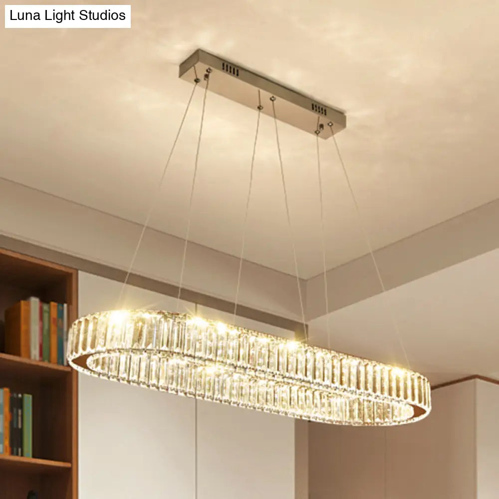 DecorBites™ LED Crystal Pendant Light for Restaurant with Stainless Steel Island Design