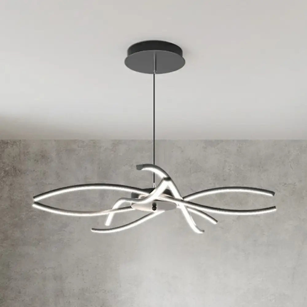 DecorBites™ LED Floral Chandelier: Elegant Metallic Simplicity for Living Room Lighting