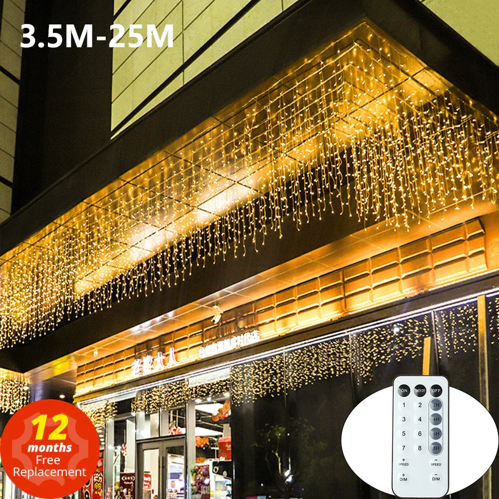 DecorBites™ LED Icicle String Lights - Outdoor Holiday Decor