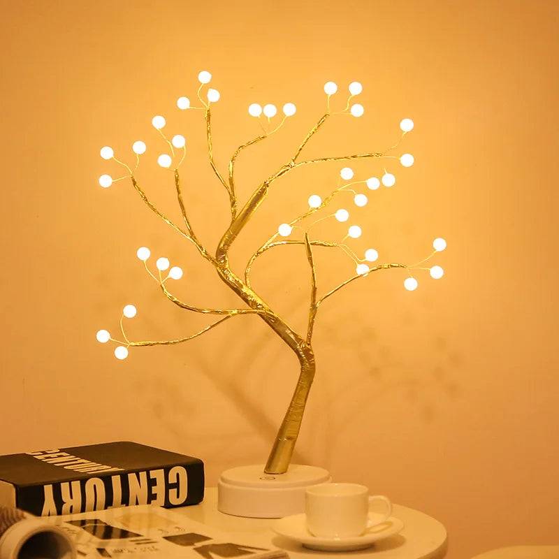 DecorBites™ LED Rose Leaf Table Lamp USB Christmas Tree Fairy Light Night Lights Home DIY Party Wedding Bedroom Decoration Mother's Day Gift