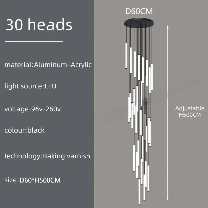 DecorBites™ LED Spiral Staircase Chandelier for Modern Home