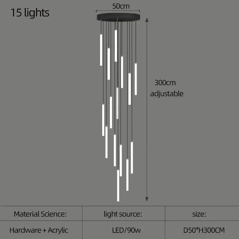 DecorBites™ LED Spiral Staircase Chandelier for Modern Home