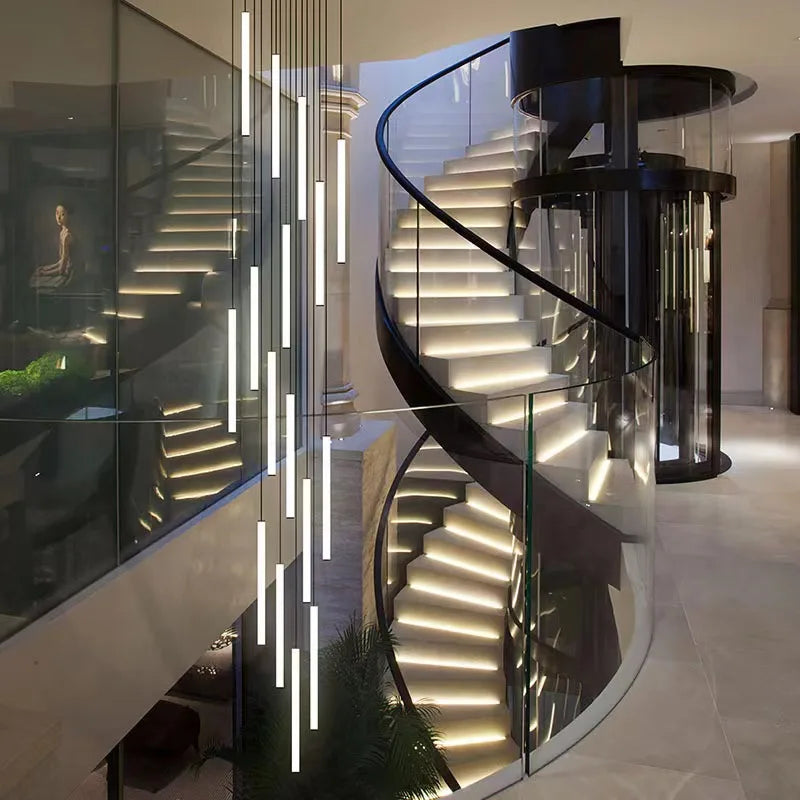 DecorBites™ LED Spiral Staircase Chandelier for Modern Home