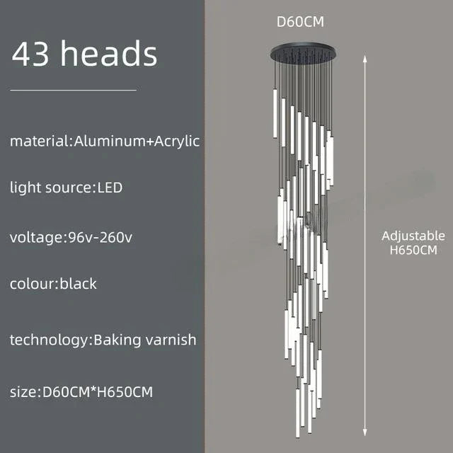 DecorBites™ LED Spiral Staircase Chandelier for Modern Home