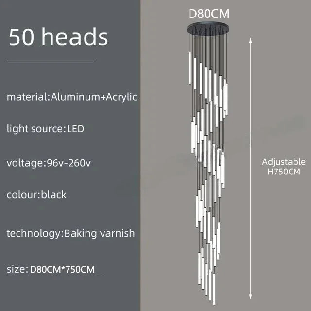 DecorBites™ LED Spiral Staircase Chandelier for Modern Home