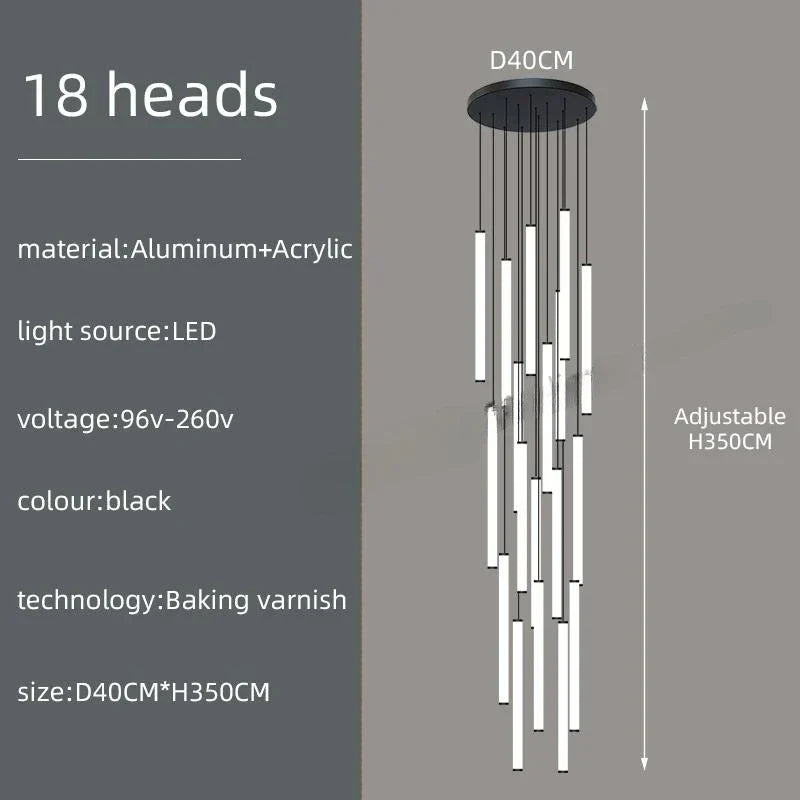 DecorBites™ LED Spiral Staircase Chandelier for Modern Home