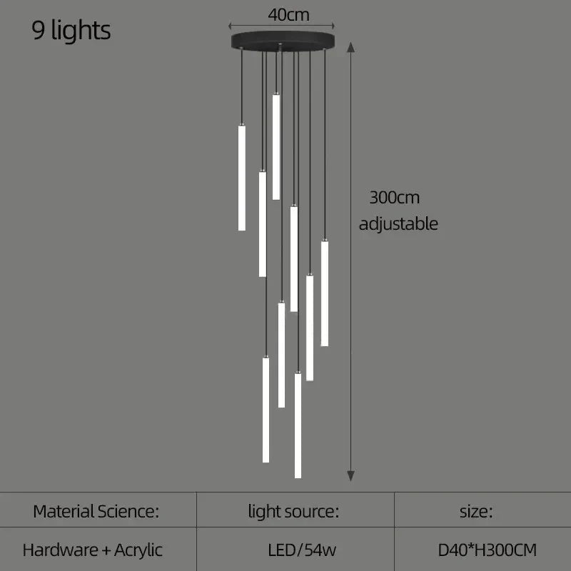 DecorBites™ LED Spiral Staircase Chandelier for Modern Home