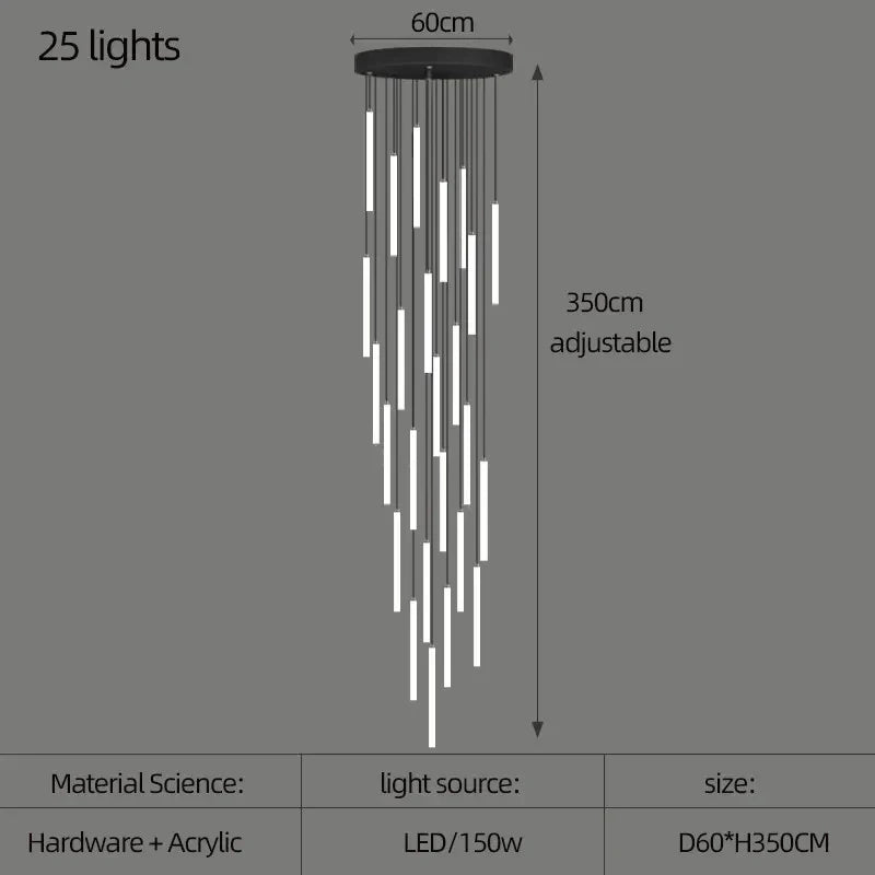 DecorBites™ LED Spiral Staircase Chandelier for Modern Home