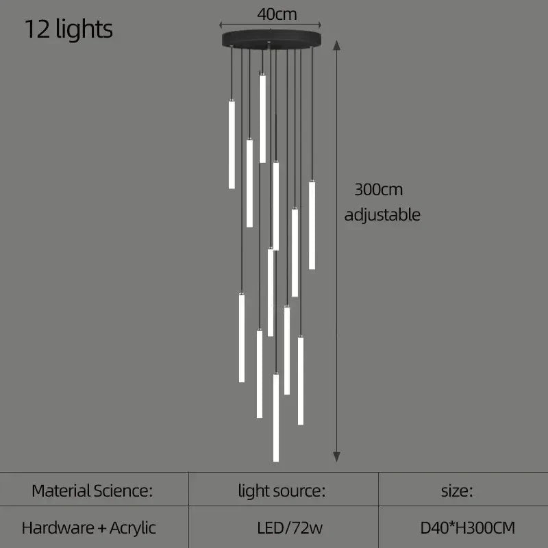 DecorBites™ LED Spiral Staircase Chandelier for Modern Home