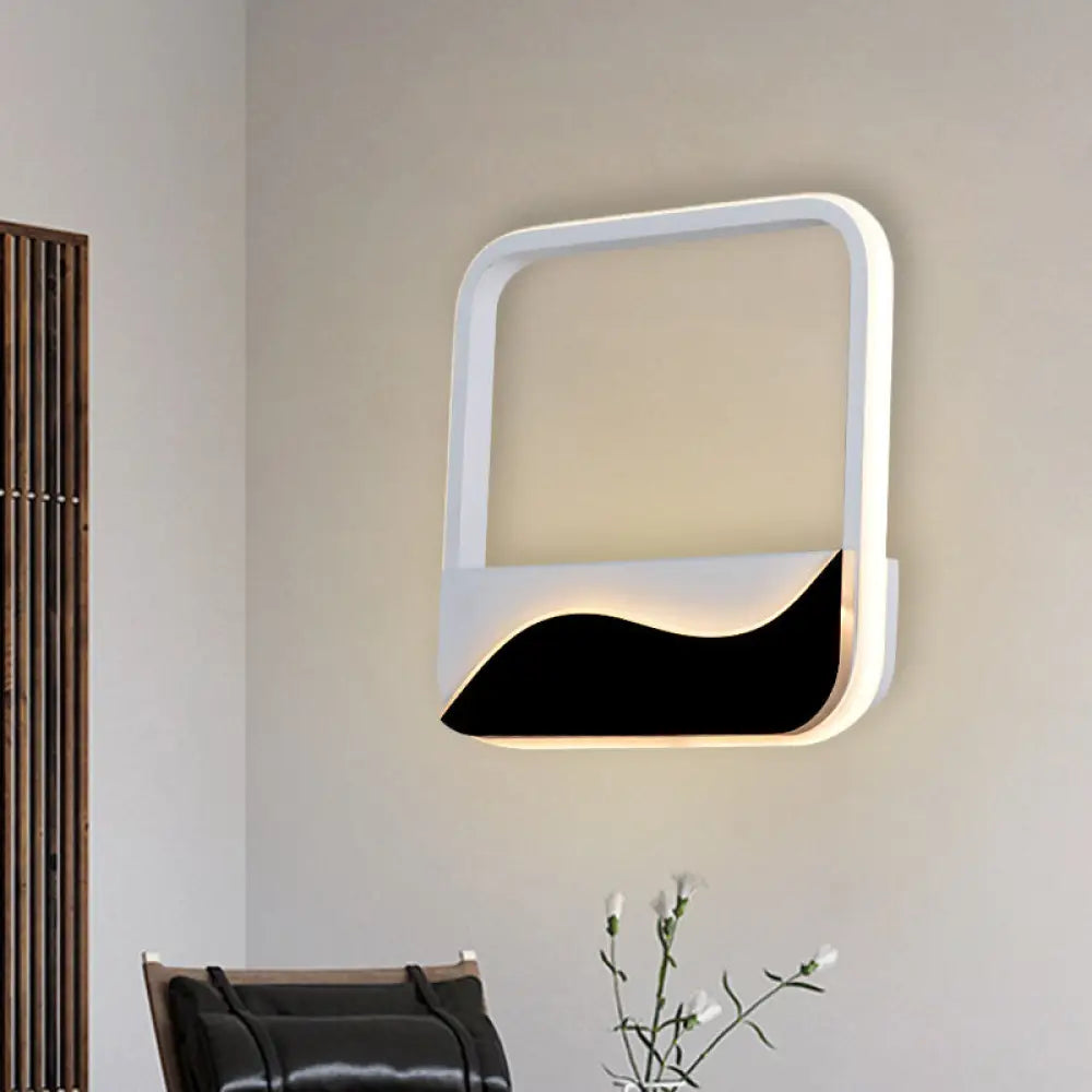 DecorBites™ LED Wall Mount Sconce with Minimalist Square Frame in White/Black, Acrylic Shade, Warm/White Light