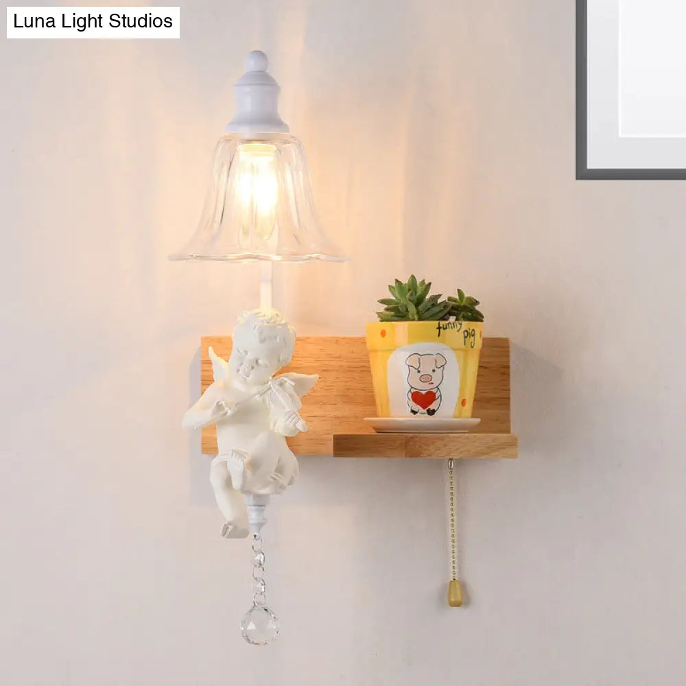 DecorBites™ Loft Style Clear Glass Bell Shade Wall Sconce - Bedside Wall Mounted Light with Angle Design