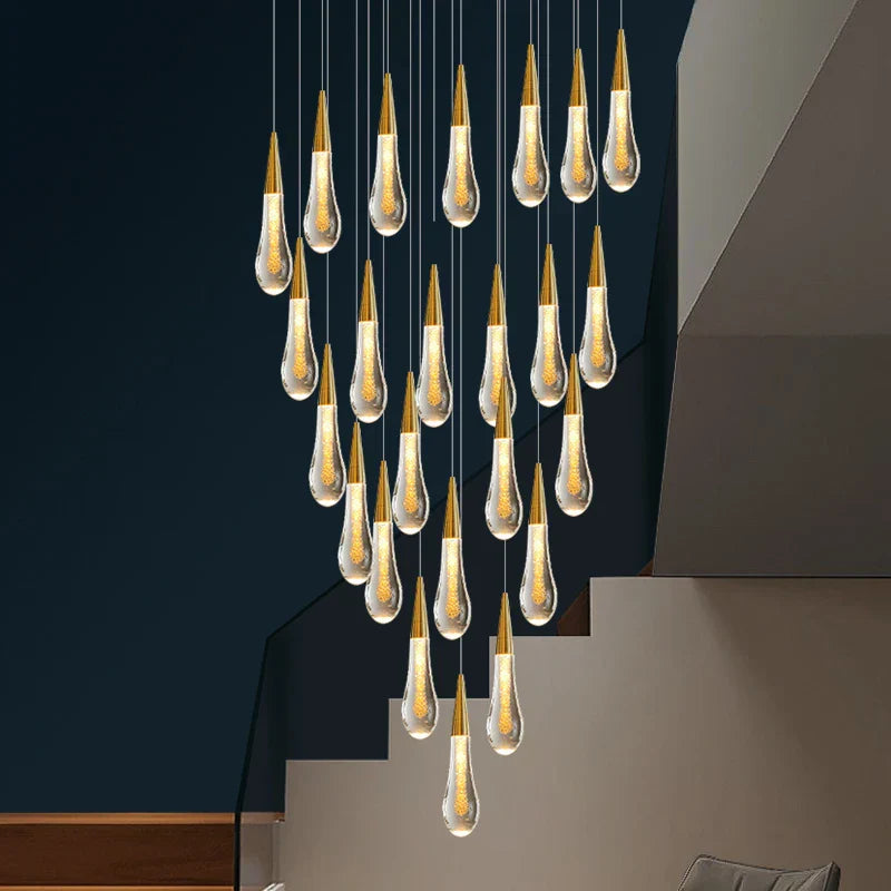 DecorBites™ Luxurious Gold Crystal Chandelier for Staircase