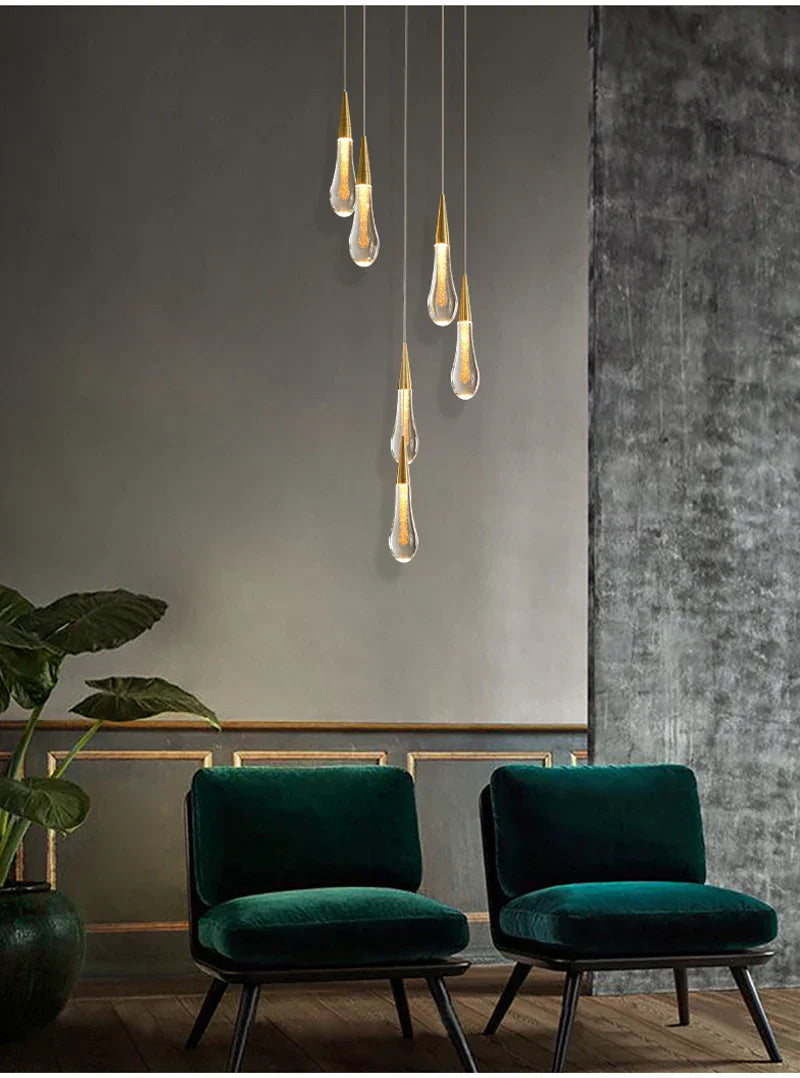 DecorBites™ Luxurious Gold Crystal Chandelier for Staircase