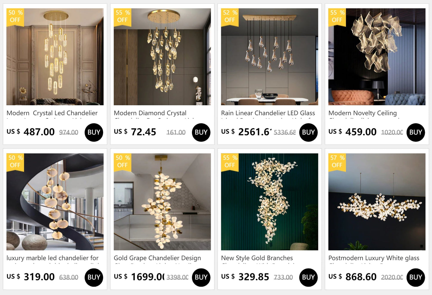 DecorBites™ Luxurious Gold Crystal Chandelier for Staircase