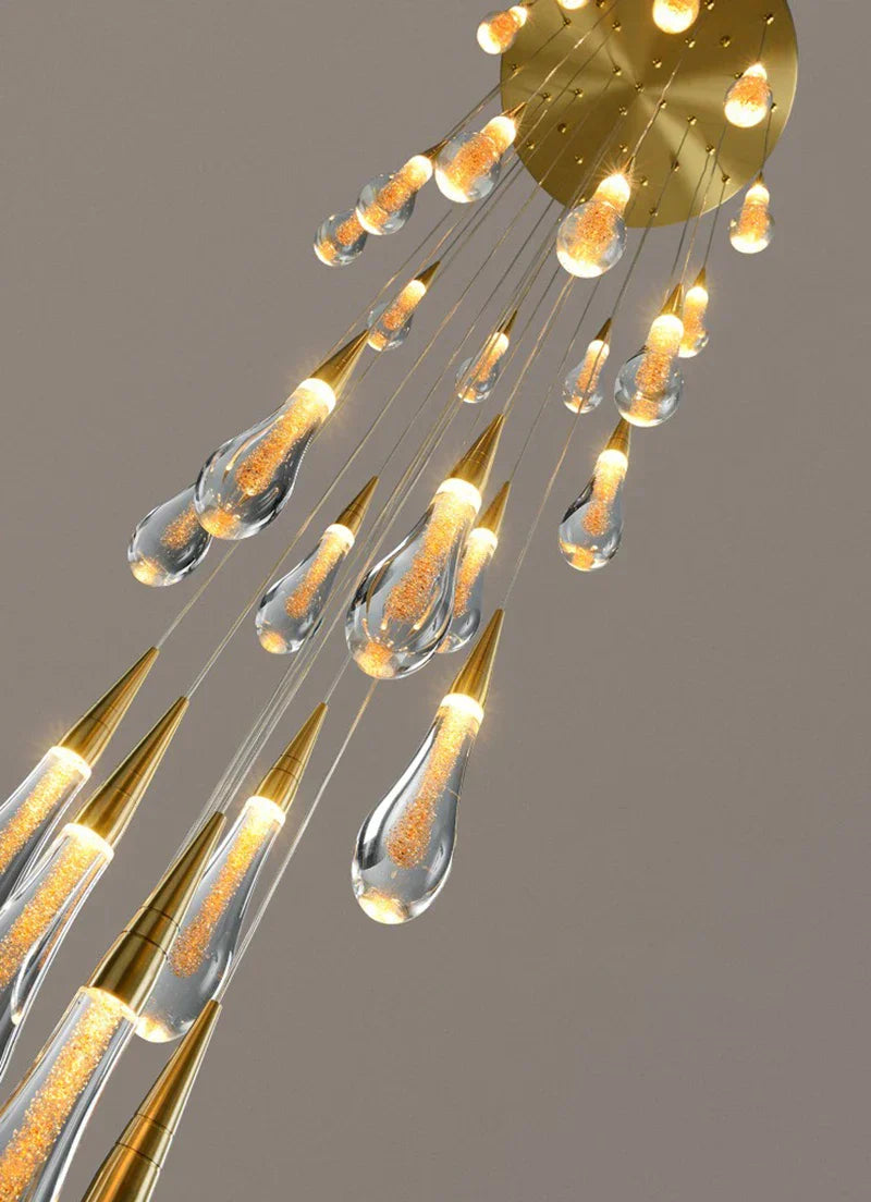 DecorBites™ Luxurious Gold Crystal Chandelier for Staircase