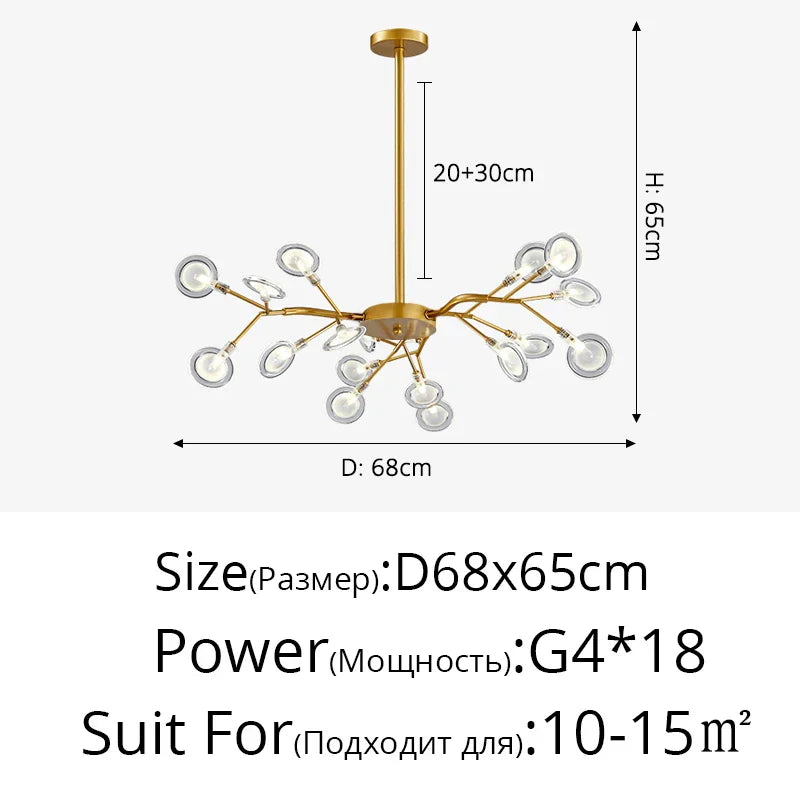 DecorBites™ Luxurious Golden LED Chandelier for Home
