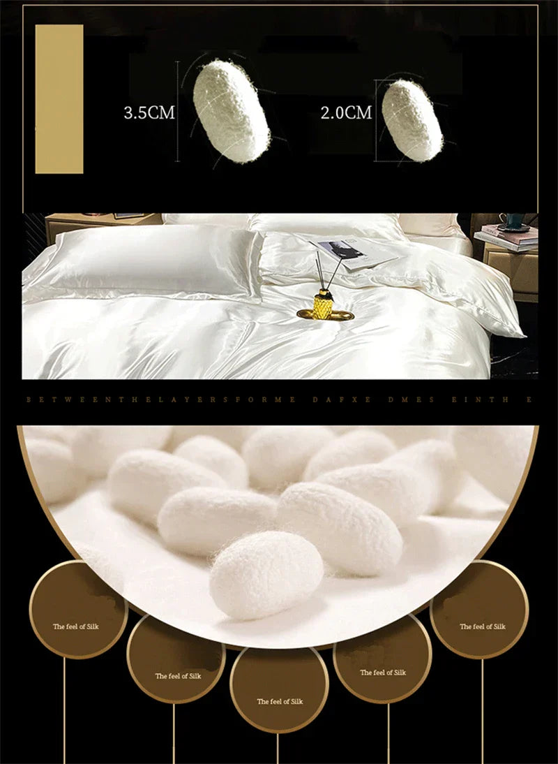 DecorBites™ Luxurious Mulberry Silk Bedding Set with Queen & King Sizes