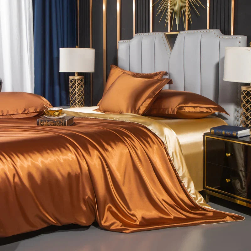 DecorBites™ Luxurious Nordic Silk Bedding Set for Couples