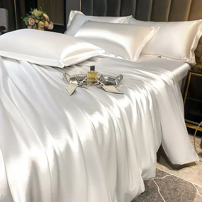 DecorBites™ Luxurious Nordic Silk Bedding Set for Couples
