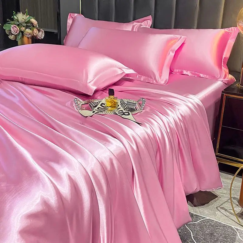 DecorBites™ Luxurious Nordic Silk Bedding Set for Couples