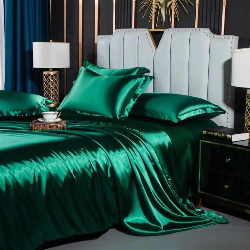 DecorBites™ Luxurious Nordic Silk Bedding Set for Couples
