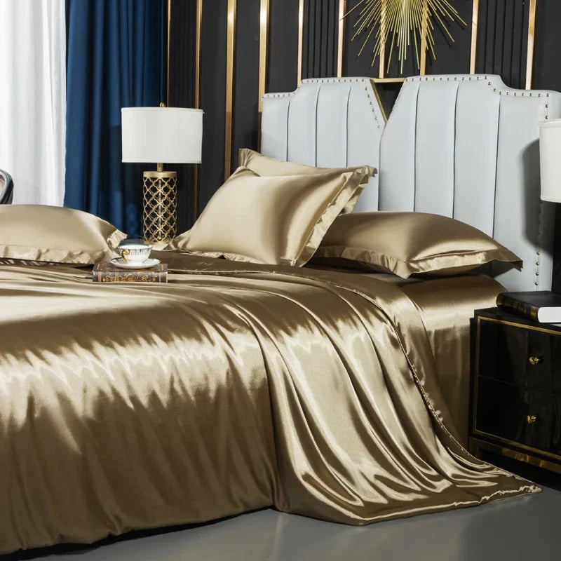 DecorBites™ Luxurious Nordic Silk Bedding Set for Couples