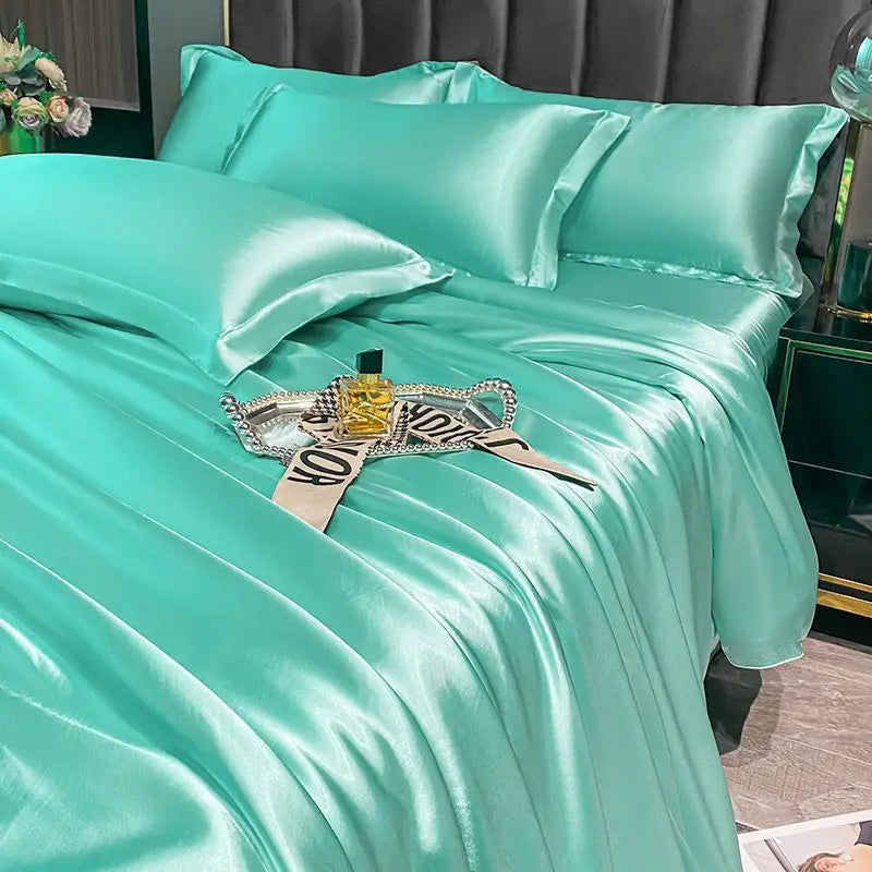 DecorBites™ Luxurious Nordic Silk Bedding Set for Couples