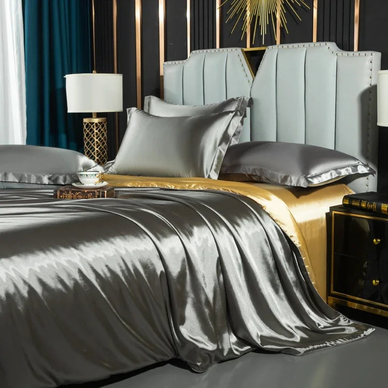 DecorBites™ Luxurious Nordic Silk Bedding Set for Couples