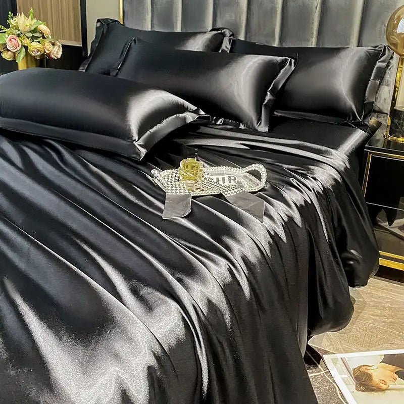 DecorBites™ Luxurious Nordic Silk Bedding Set for Couples