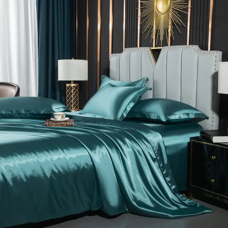 DecorBites™ Luxurious Nordic Silk Bedding Set for Couples