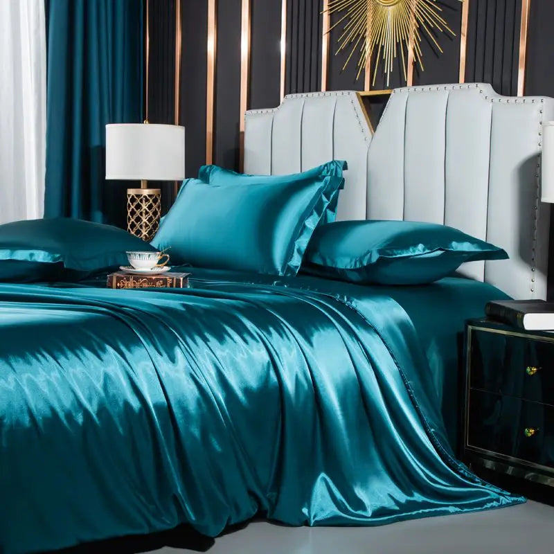 DecorBites™ Luxurious Nordic Silk Bedding Set for Couples