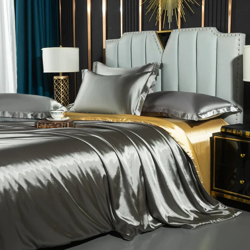 DecorBites™ Luxurious Nordic Silk Bedding Set for Couples