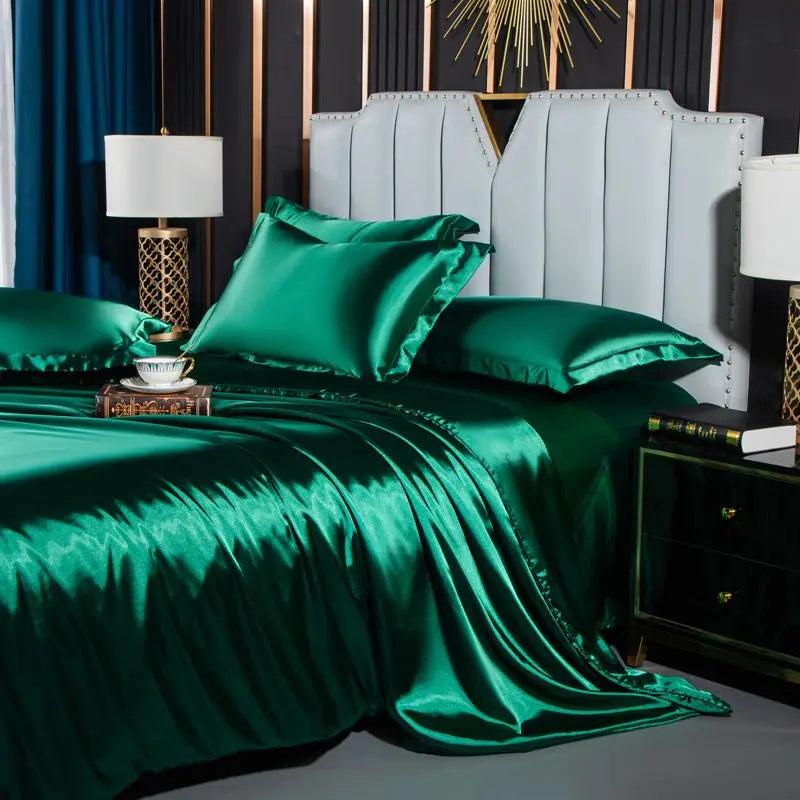 DecorBites™ Luxurious Nordic Silk Bedding Set for Couples