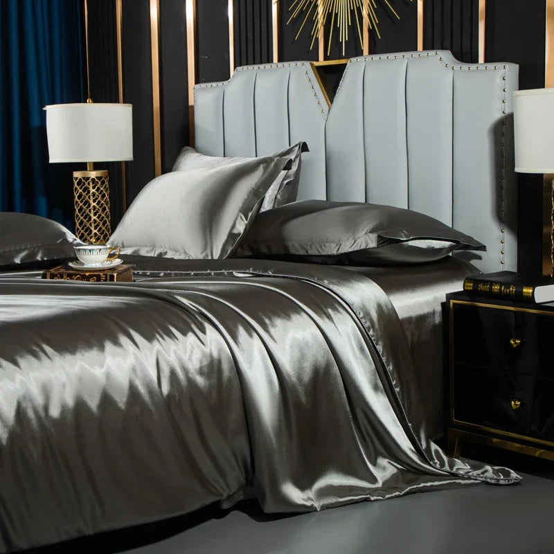 DecorBites™ Luxurious Nordic Silk Bedding Set for Couples
