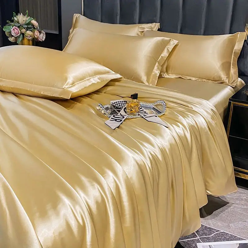 DecorBites™ Luxurious Nordic Silk Bedding Set for Couples