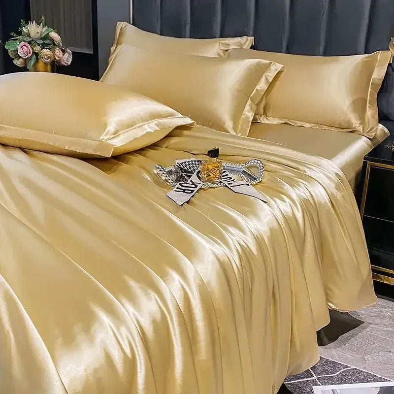 DecorBites™ Luxurious Nordic Silk Bedding Set for Couples