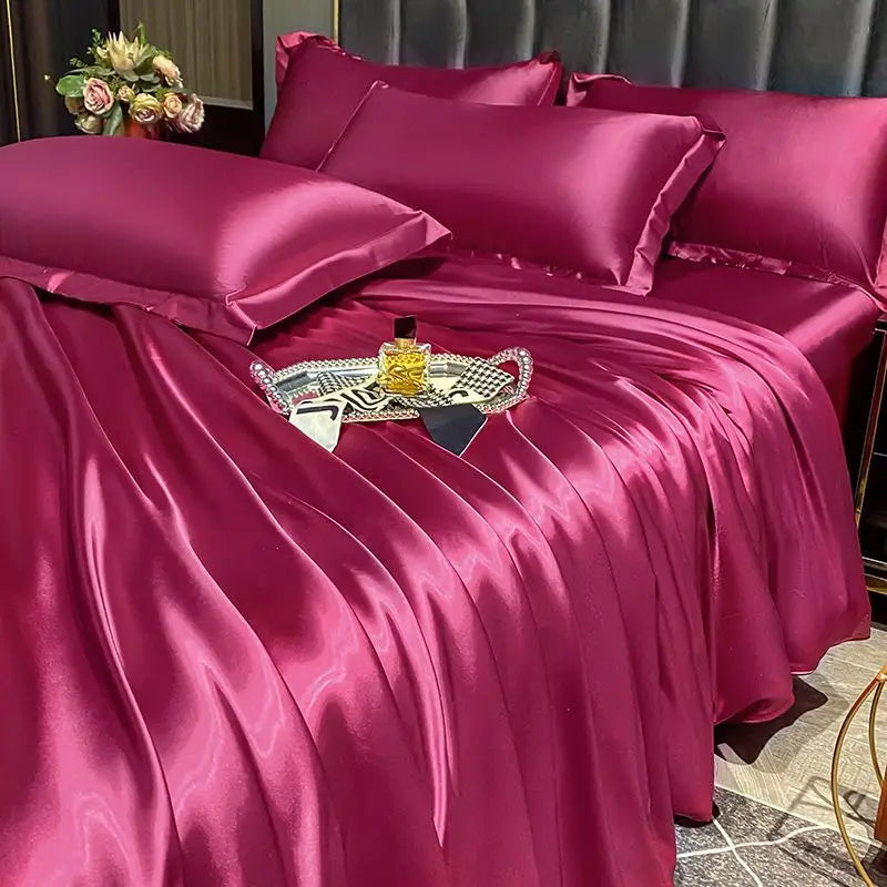 DecorBites™ Luxurious Nordic Silk Bedding Set for Couples
