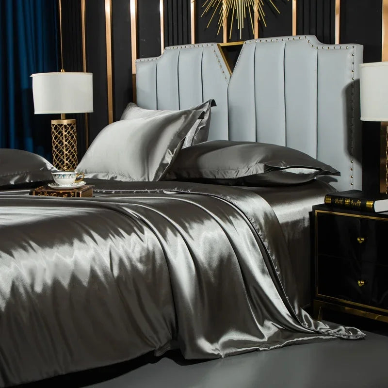 DecorBites™ Luxurious Nordic Silk Bedding Set for Couples