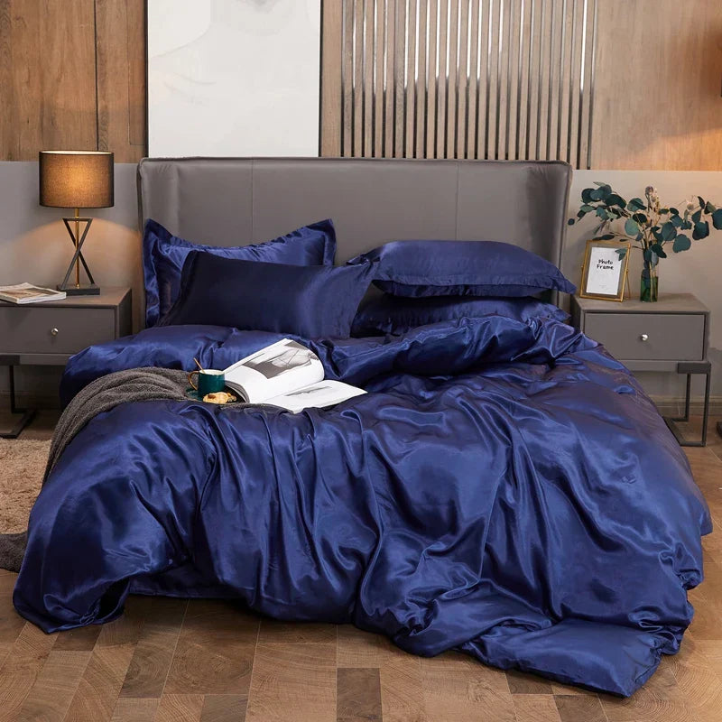 DecorBites™ Luxurious Rayon Satin Solid Color Bedding Set