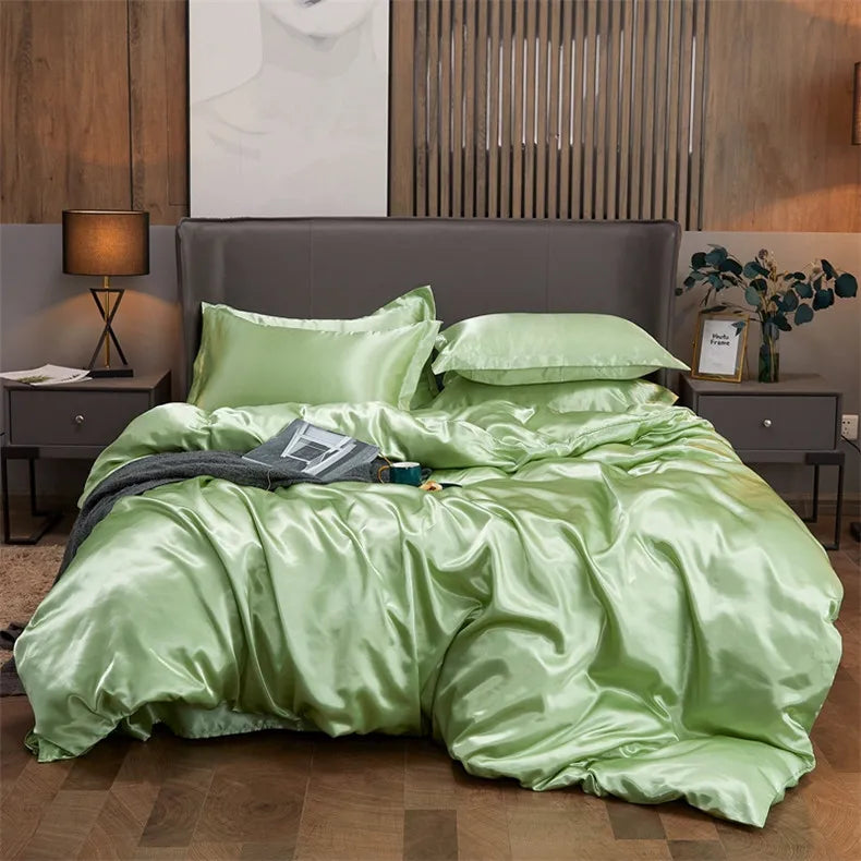 DecorBites™ Luxurious Rayon Satin Solid Color Bedding Set
