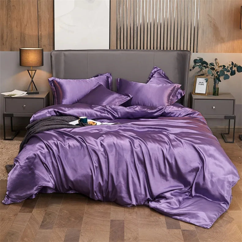 DecorBites™ Luxurious Rayon Satin Solid Color Bedding Set